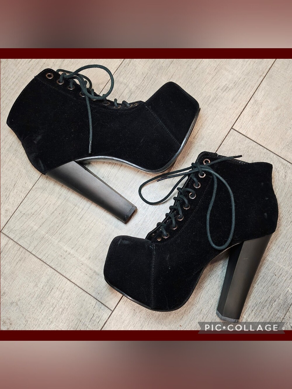 🖤Y2K Delicacy Black Velvet Platform Heel Boots🖤